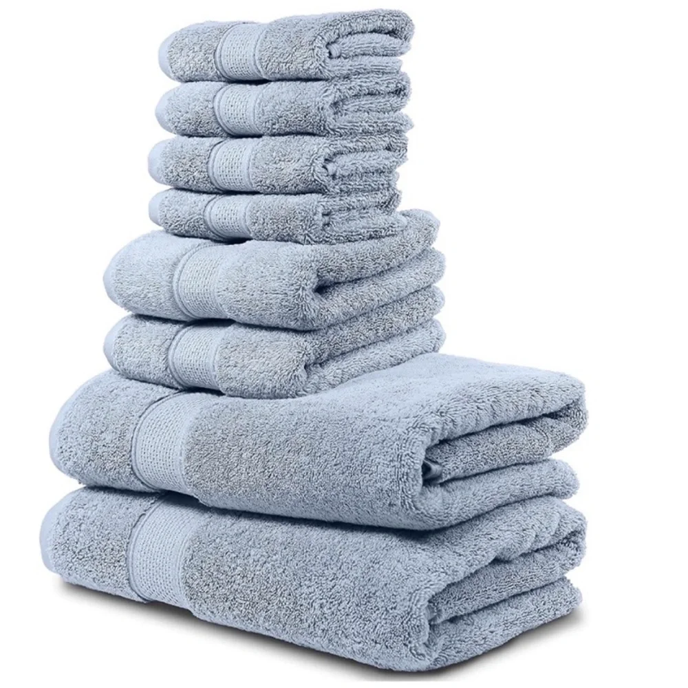 Serenity Blue 8 Piece Bath Towel Thick, Soft Plush